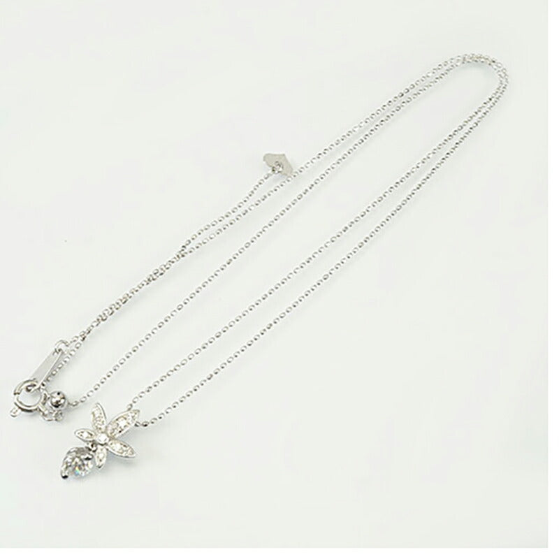 【jv527】 ネックレス K18WG ホワイトゴールド ダイヤモンド 0.345ct/0.09ct 未使用【中古】レディース