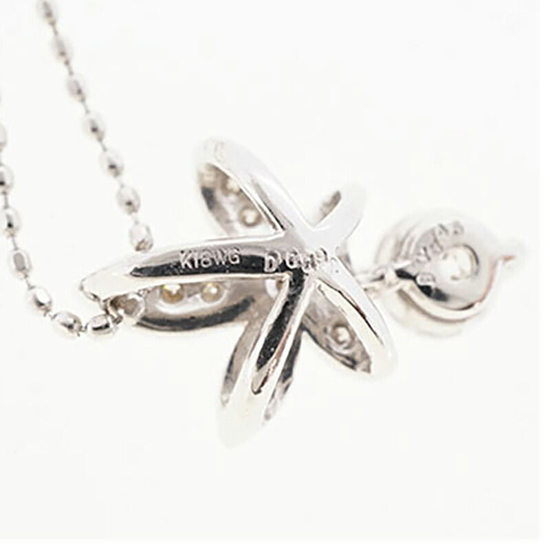 【jv527】 ネックレス K18WG ホワイトゴールド ダイヤモンド 0.345ct/0.09ct 未使用【中古】レディース