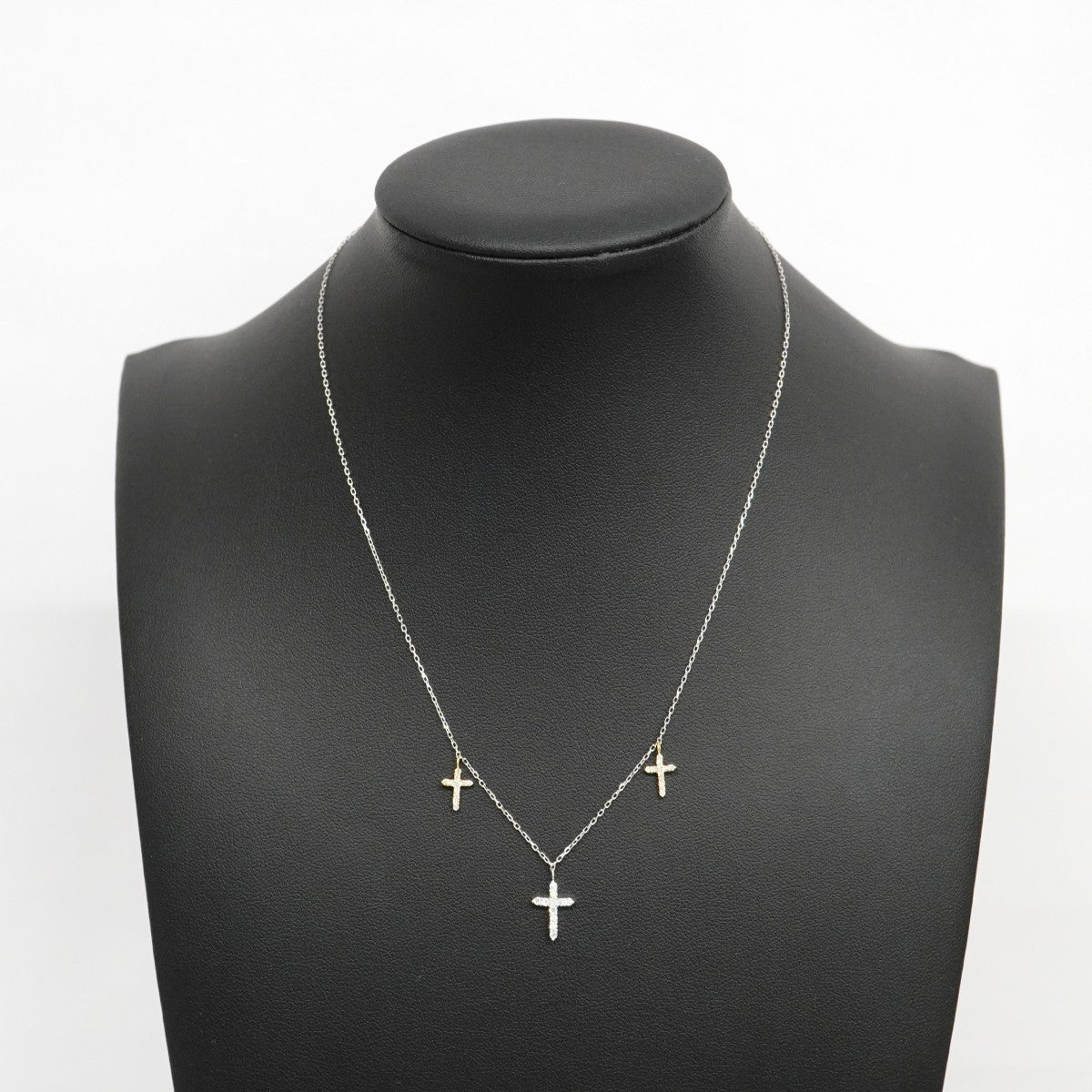 【ju169】 ネックレス クロスモチーフ K18WG ホワイトゴールド ダイヤモンド 0.3ct 未使用【中古】レディース
