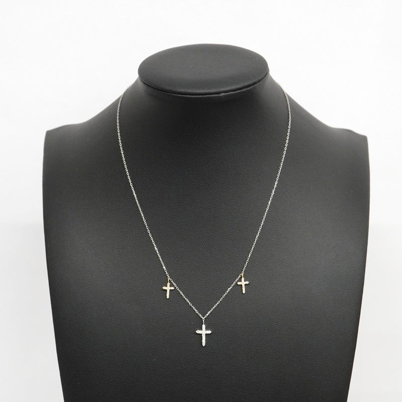 【ju169】 ネックレス クロスモチーフ K18WG ホワイトゴールド ダイヤモンド 0.3ct 未使用【中古】レディース