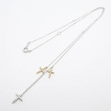【ju169】 ネックレス クロスモチーフ K18WG ホワイトゴールド ダイヤモンド 0.3ct 未使用【中古】レディース