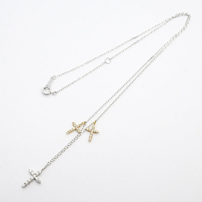 【ju169】 ネックレス クロスモチーフ K18WG ホワイトゴールド ダイヤモンド 0.3ct 未使用【中古】レディース