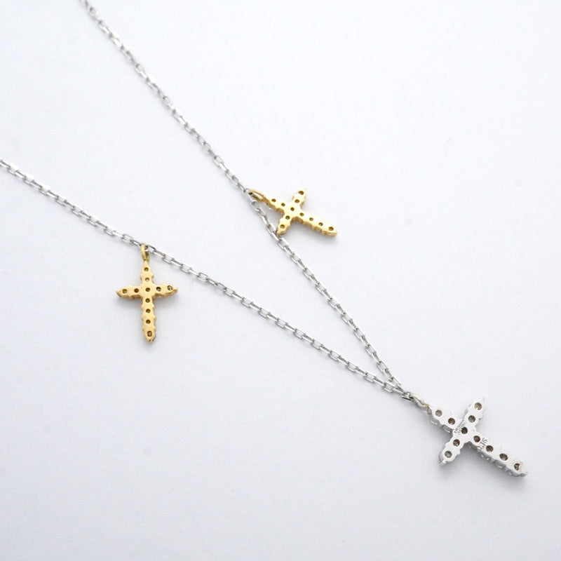 【ju169】 ネックレス クロスモチーフ K18WG ホワイトゴールド ダイヤモンド 0.3ct 未使用【中古】レディース