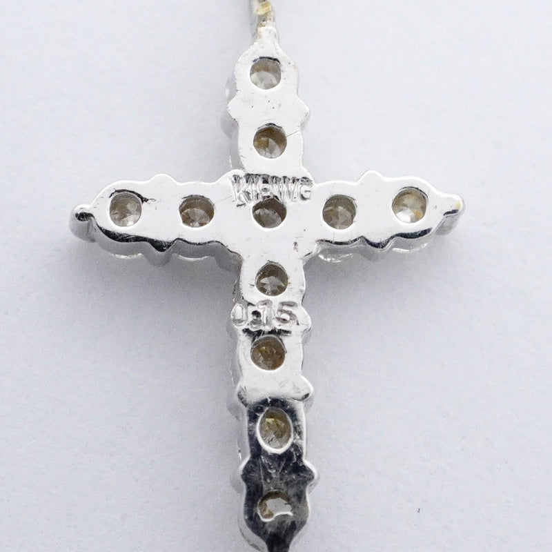 【ju169】 ネックレス クロスモチーフ K18WG ホワイトゴールド ダイヤモンド 0.3ct 未使用【中古】レディース