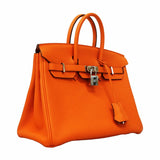 【5be5114-g】エルメス ハンドバッグ バーキン25 トゴ オレンジ シルバー金具 U刻印【中古】レディース