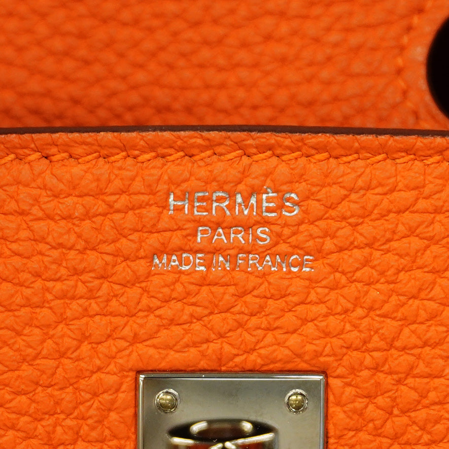 【5be5114-g】エルメス ハンドバッグ バーキン25 トゴ オレンジ シルバー金具 U刻印【中古】レディース