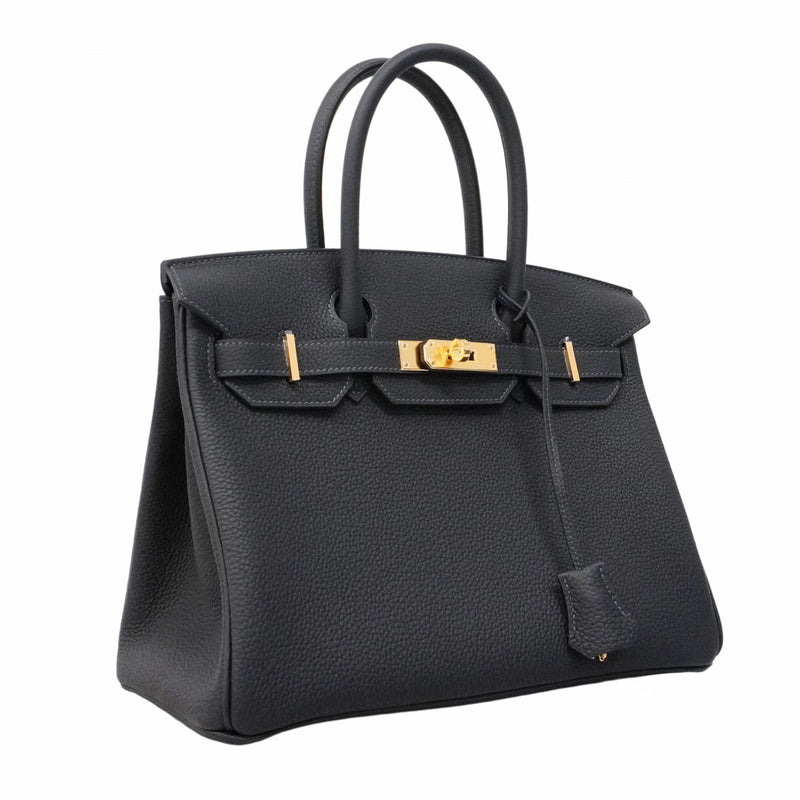 【5db1946-g】エルメス ハンドバッグ バーキン30 トゴ ブルーニュイ ゴールド金具 W刻印【中古】レディース