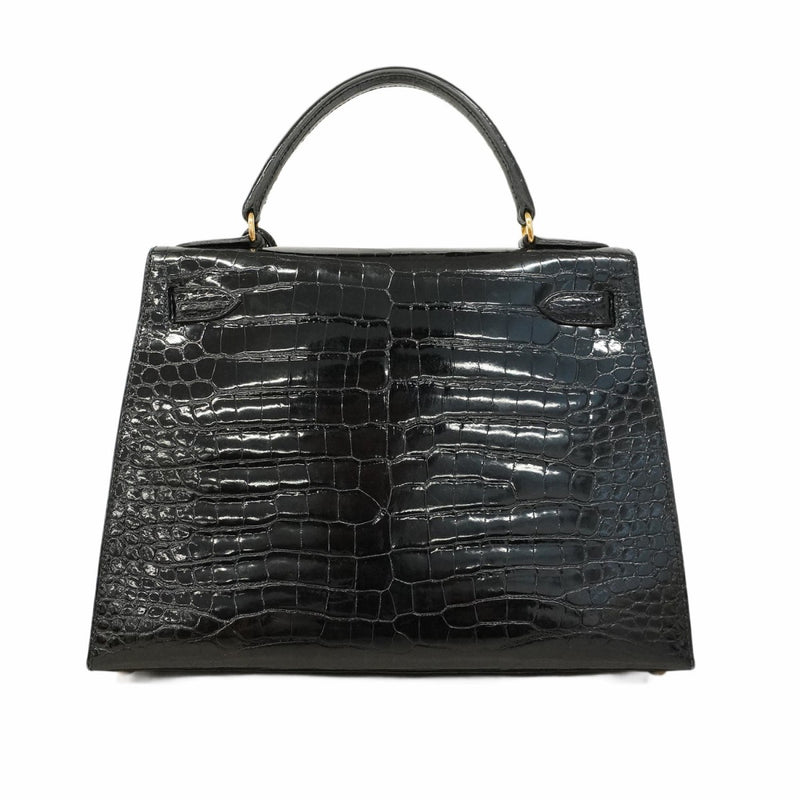 【5eb1835-g】エルメス ハンドバッグ ケリー28 ポロサス ブラック ゴールド金具【中古】レディース