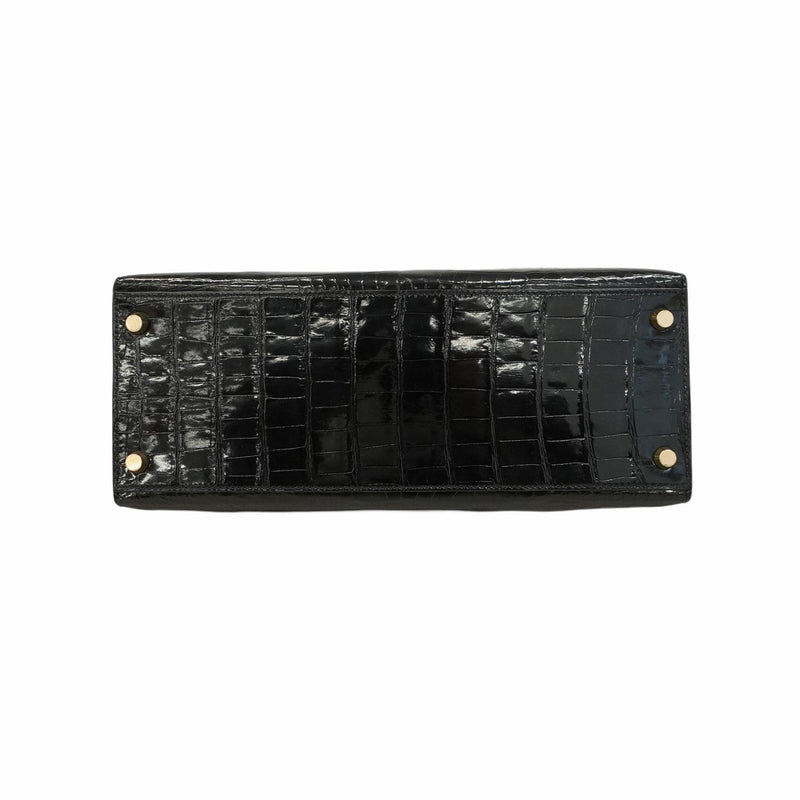 【5eb1835-g】エルメス ハンドバッグ ケリー28 ポロサス ブラック ゴールド金具【中古】レディース