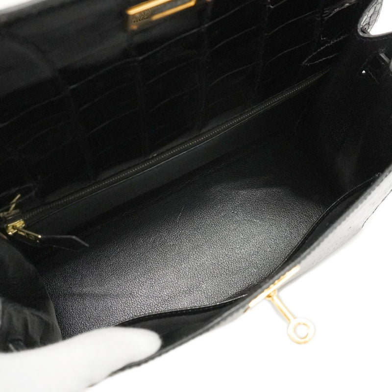 【5eb1835-g】エルメス ハンドバッグ ケリー28 ポロサス ブラック ゴールド金具【中古】レディース