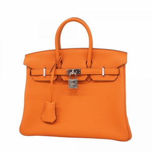 ★SALE【5fb1692-e-g】エルメス ハンドバッグ バーキン25 トゴ オレンジ シルバー金具 B刻印【中古】レディース