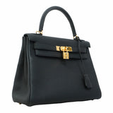 ★SALE【5fd5086-g-b】エルメス ハンドバッグ ケリー28 トゴ ブラック ゴールド金具 B刻印【中古】レディース