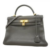 ★最終価格★SALE【5gd4088-h】エルメス ハンドバッグ ケリー32 トゴ グラファイト ゴールド金具 □J刻印【中古】レディース