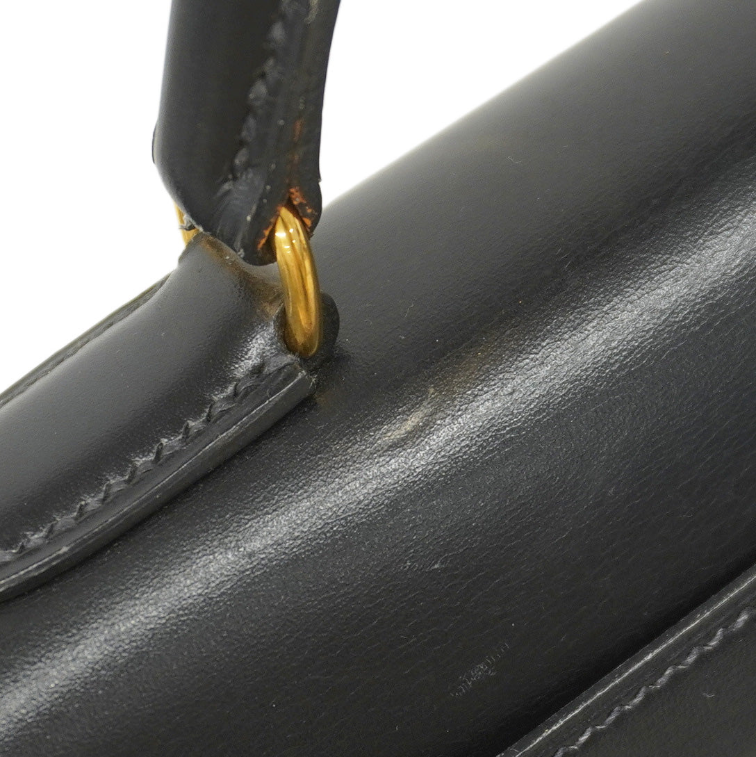 ★在庫処分★最終価格★SALE【5gd4796-h】エルメス ハンドバッグ ケリー32 ボックスカーフ ブラック ゴールド金具 ○X刻印【中古】レディース