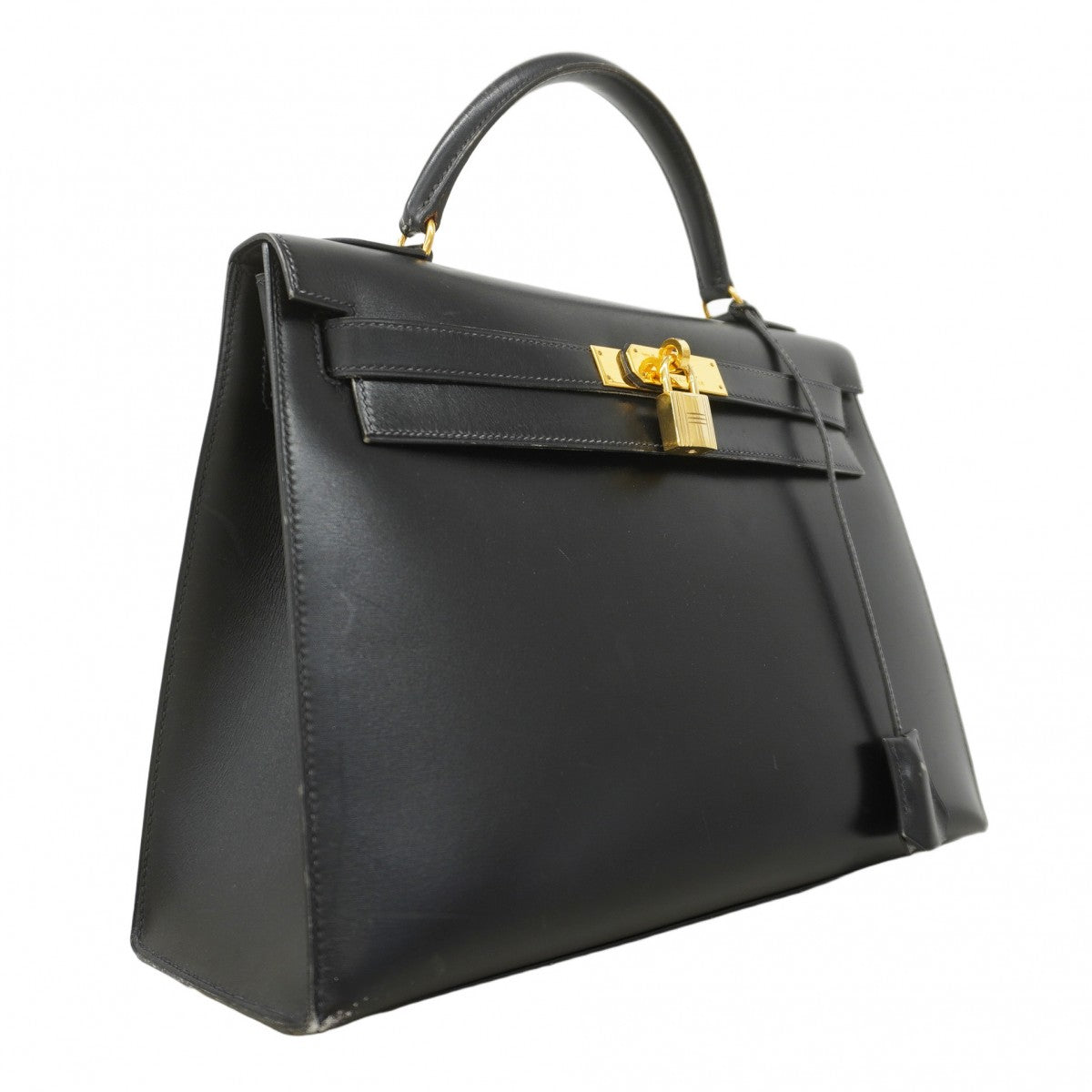 ★在庫処分★最終価格★SALE【5gd4796-h】エルメス ハンドバッグ ケリー32 ボックスカーフ ブラック ゴールド金具 ○X刻印【中古】レディース