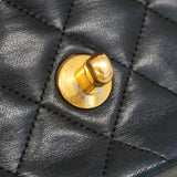 ★SALE【5gd5248-h】シャネル ショルダーバッグ マトラッセ Wフラップ Wチェーン ラムスキン ブラック ゴールド金具【中古】レディース