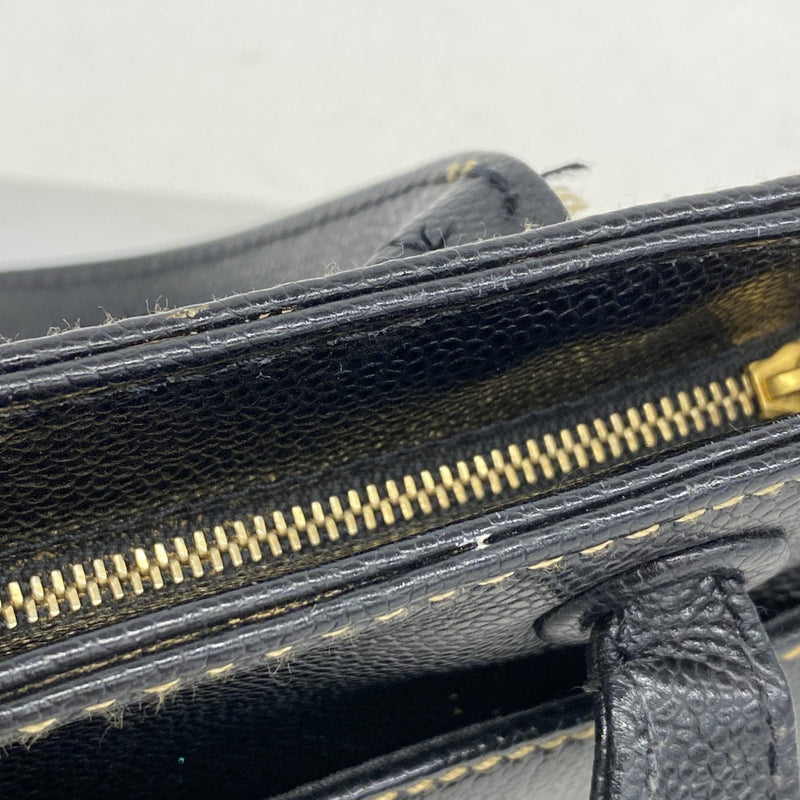 【5gd5384-h】シャネル ハンドバッグ キャビアスキン ブラック ゴールド金具【中古】レディース
