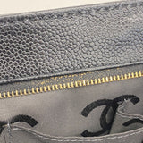 【5gd5384-h】シャネル ハンドバッグ キャビアスキン ブラック ゴールド金具【中古】レディース