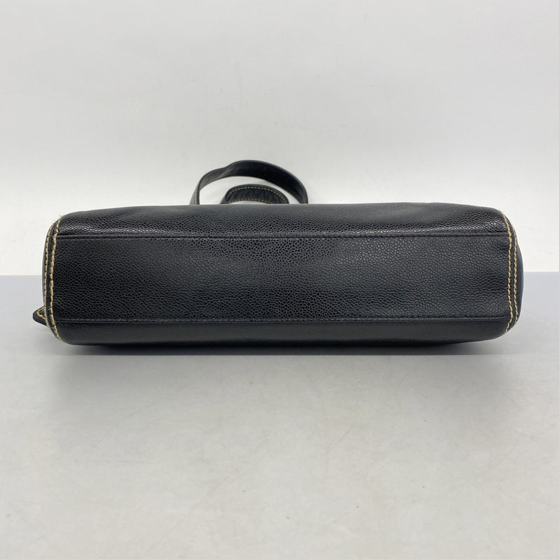 【5gd5384-h】シャネル ハンドバッグ キャビアスキン ブラック ゴールド金具【中古】レディース