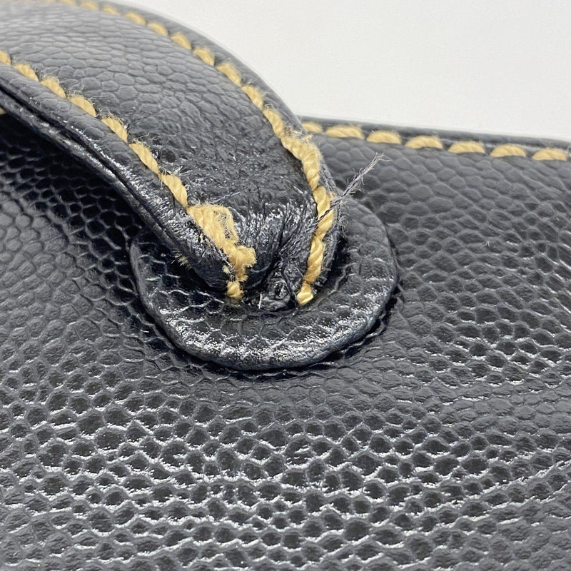 【5gd5384-h】シャネル ハンドバッグ キャビアスキン ブラック ゴールド金具【中古】レディース