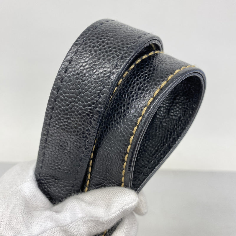 【5gd5384-h】シャネル ハンドバッグ キャビアスキン ブラック ゴールド金具【中古】レディース