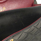 【5gd5387-h】シャネル ショルダーバッグ マトラッセ Wフラップ Wチェーン ラムスキン ブラック ゴールド金具【中古】レディース