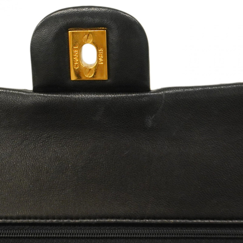【5gd5387-h】シャネル ショルダーバッグ マトラッセ Wフラップ Wチェーン ラムスキン ブラック ゴールド金具【中古】レディース