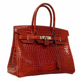 ★SALE【5gd5418-g-h】エルメス ハンドバッグ バーキン30 ポロサス ゼラニウム シルバー金具 □N刻印【中古】レディース