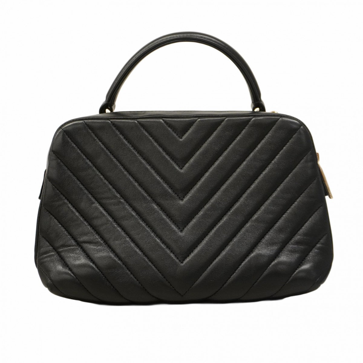★SALE【5gd5474-h】シャネル ハンドバッグ Vステッチ チェーン ラムスキン ブラック ゴールド金具【中古】レディース