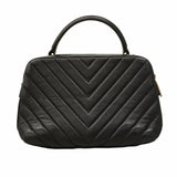 ★SALE【5gd5474-h】シャネル ハンドバッグ Vステッチ チェーン ラムスキン ブラック ゴールド金具【中古】レディース
