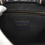 【5gd5475-h】クリスチャンディオール トートバッグ オブリーク ブックトート キャンバス レザー ネイビー ゴールド金具【中古】レディース