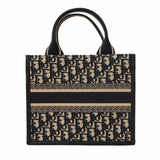 【5gd5475-h】クリスチャンディオール トートバッグ オブリーク ブックトート キャンバス レザー ネイビー ゴールド金具【中古】レディース