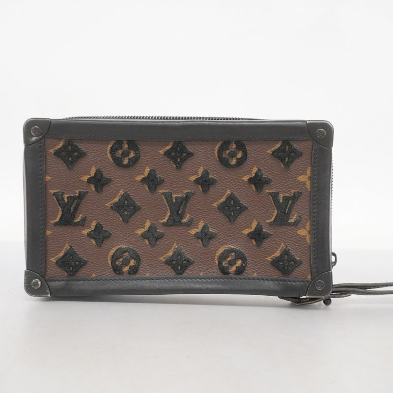 ★SALE【5gd5497-h】ルイヴィトン クラッチバッグ モノグラム・タフタージュ ソフトトランククラッチ M45061 ブラウン ブラック【中古】メンズ