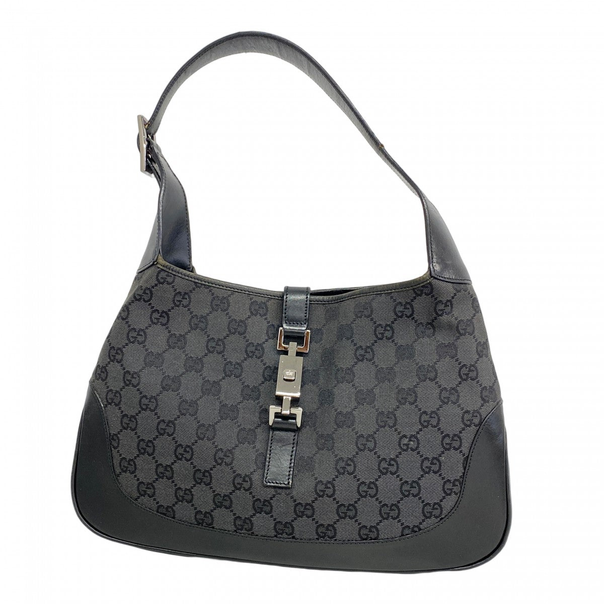 ★SALE【5gd5511-h】グッチ ショルダーバッグ GGキャンバス 001 3306 キャンバス ブラック シルバー金具【中古】レディース