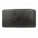 【5ge5593-h】グッチ 長財布 GGエンボス 625558 レザー ブラック シルバー金具【中古】メンズ
