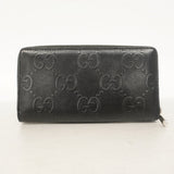 【5ge5593-h】グッチ 長財布 GGエンボス 625558 レザー ブラック シルバー金具【中古】メンズ
