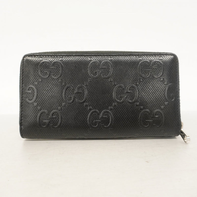 【5ge5593-h】グッチ 長財布 GGエンボス 625558 レザー ブラック シルバー金具【中古】メンズ