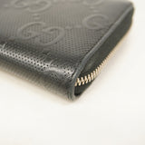 【5ge5593-h】グッチ 長財布 GGエンボス 625558 レザー ブラック シルバー金具【中古】メンズ
