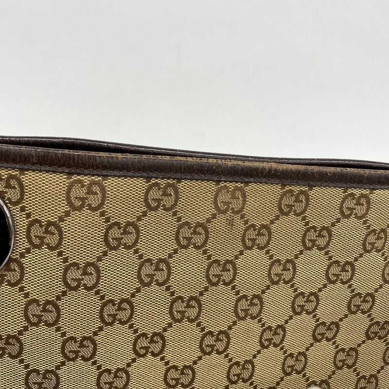 【5ge5609-h】グッチ ショルダーバッグ GGキャンバス 120841 キャンバス ブラウン シルバー金具【中古】レディース