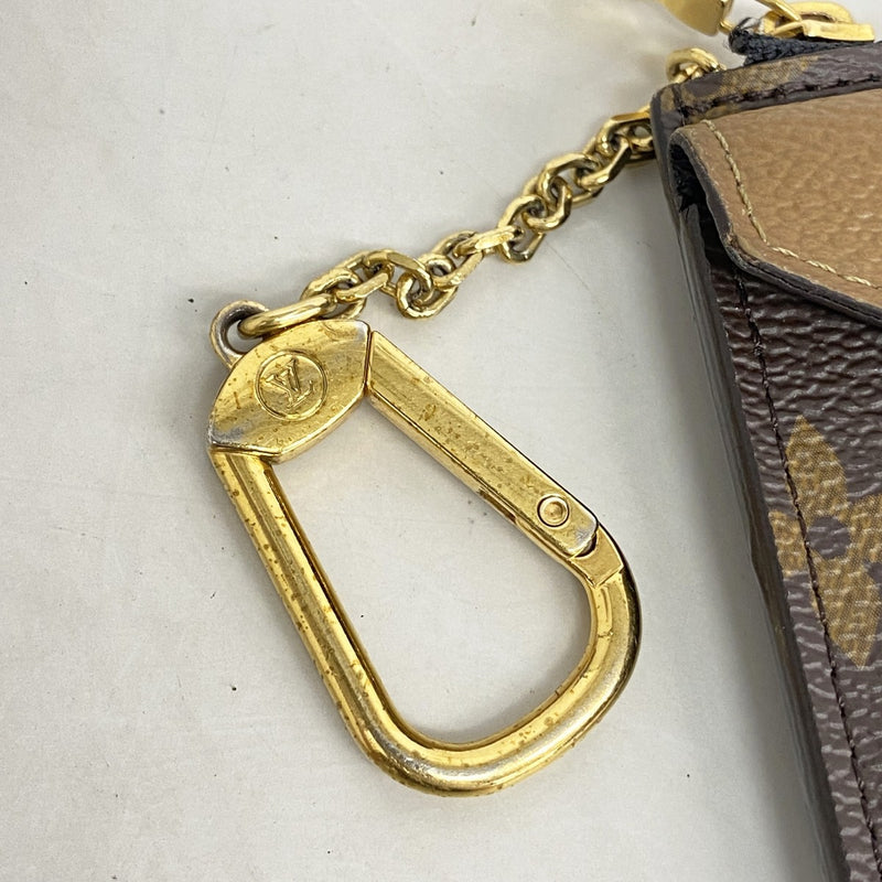 【5ge5625-h】ルイヴィトン コインケース モノグラム・リバース ポルトカルトレクトヴェルソ M81303 ブラウン【中古】レディース