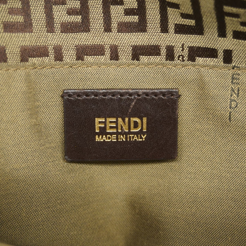 ★SALE【5ge5636-h】フェンディ ハンドバッグ ズッキーノ ナイロンキャンバス ブラウン ブルー ゴールド金具【中古】レディース