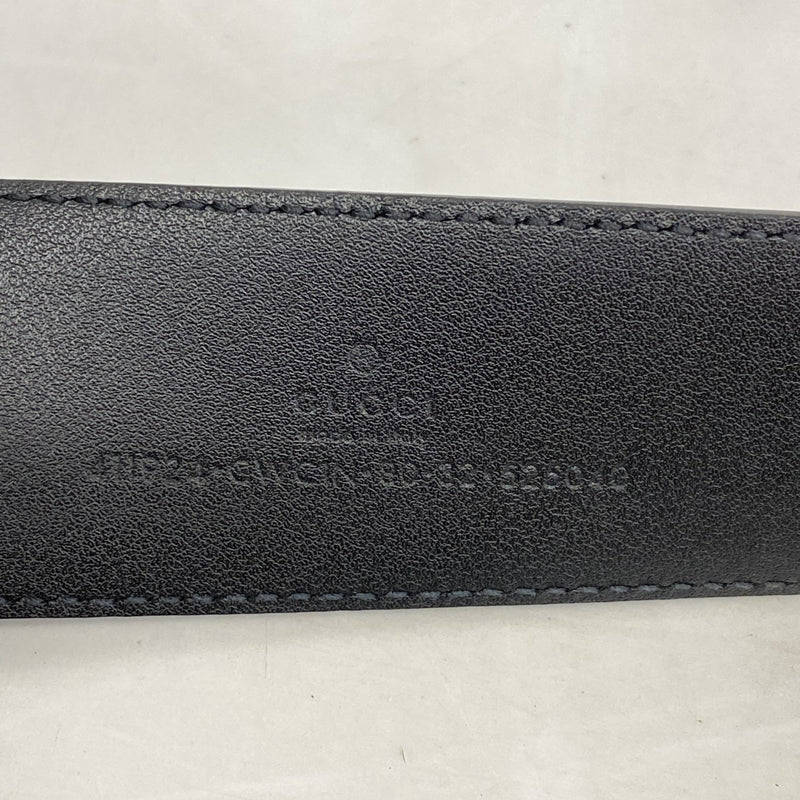 ★SALE【5ge5647-h】グッチ ベルト グッチシマ 411924 レザー ブラック シルバー金具【中古】メンズ