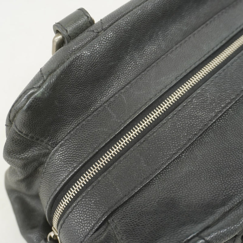 ★SALE【5ge5652-h】シャネル ハンドバッグ ワイルドステッチ キャビアスキン ブラック シルバー金具【中古】レディース