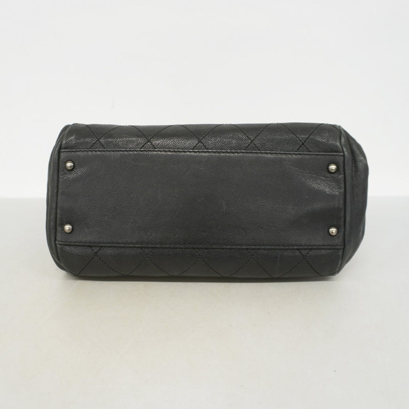 ★SALE【5ge5652-h】シャネル ハンドバッグ ワイルドステッチ キャビアスキン ブラック シルバー金具【中古】レディース