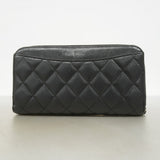 【5ge5654-h】シャネル 長財布 マトラッセ キャビアスキン ブラック シルバー金具【中古】レディース