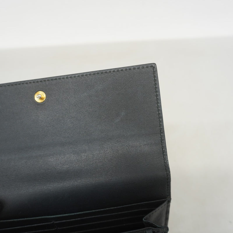 ★SALE【5ge5659-h】グッチ 長財布 GGスプリーム 410100 PVC ブラウン ブラック ゴールド金具【中古】レディース