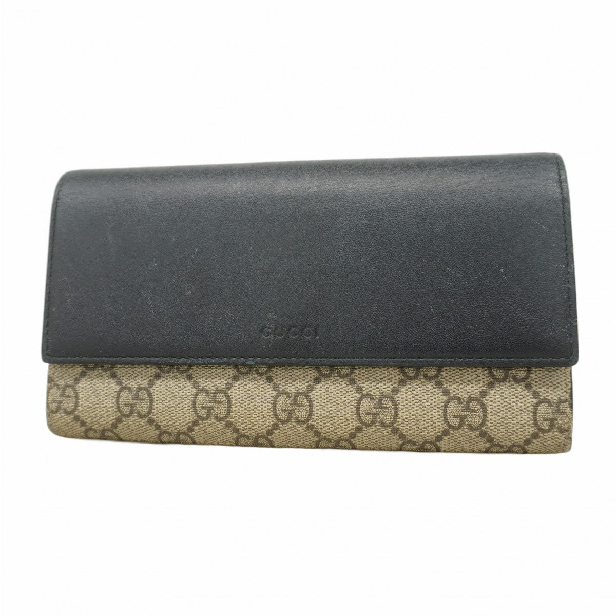 ★SALE【5ge5659-h】グッチ 長財布 GGスプリーム 410100 PVC ブラウン ブラック ゴールド金具【中古】レディース