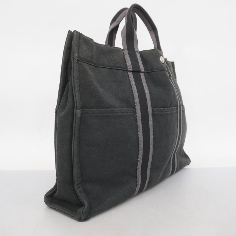 【5ge5740-h】エルメス トートバッグ フールトゥMM キャンバス ブラック シルバー金具【中古】メンズ レディース ユニセックス