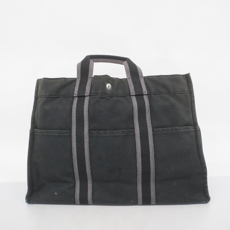 【5ge5740-h】エルメス トートバッグ フールトゥMM キャンバス ブラック シルバー金具【中古】メンズ レディース ユニセックス