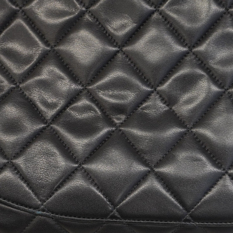 ★SALE【5ge5784-h】シャネル ショルダーバッグ デカマトラッセ Wチェーン ラムスキン ブラック ゴールド金具【中古】レディース